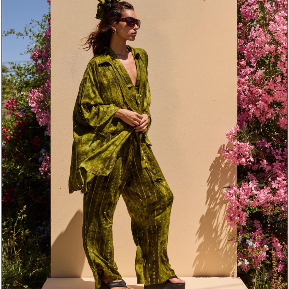 OOTO Clothing 'ES VEDRA' LOUNGE SET SHIRT - GREEN